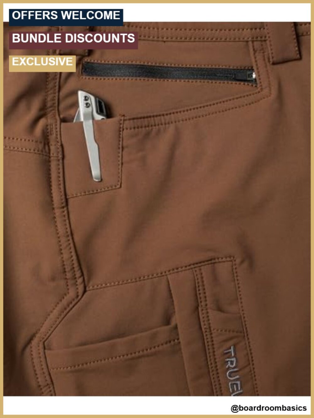 Men's Water-Resistant Work Pants 4-Way Stretch 9 Pockets Articulated Knees - Picture 4 of 6